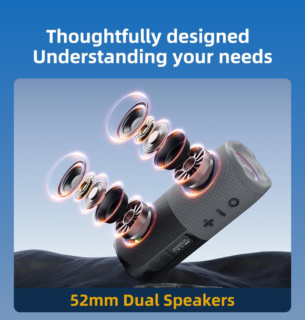 10W*2【ZEALOT】Portable wireless speaker, Magnetic Split speaker, RGB ambient light, outdoor Bluetooth speaker surround sound, TWS pairing,long battery life,supports USB/TF/AUX/BT smartphones. Ideal choice for family/car/party/camping/gift giving