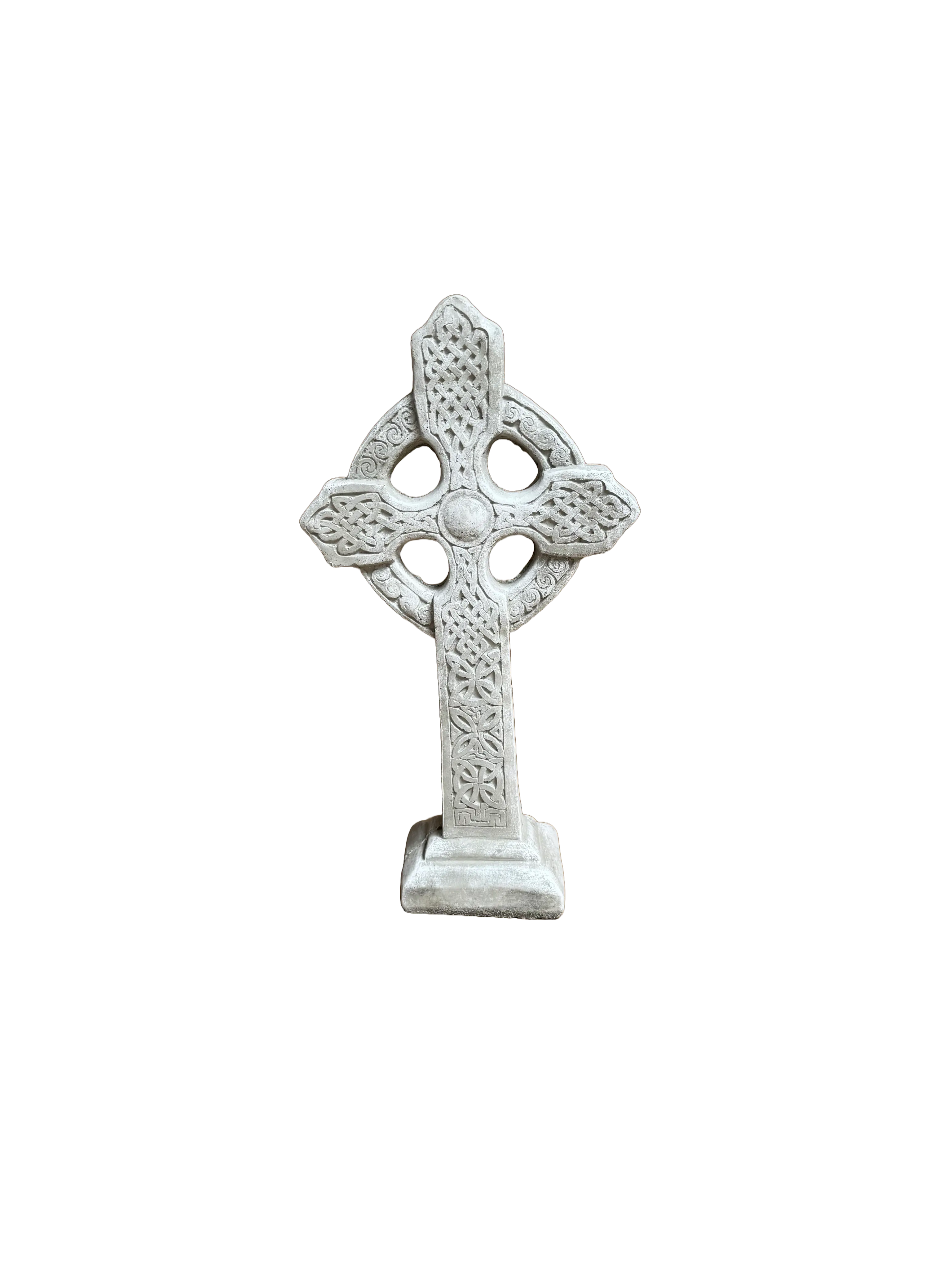 Solid Rock Stoneworks Cross on Base for Garden, Concrete, 16 Inches Tall (Marble Tone)
