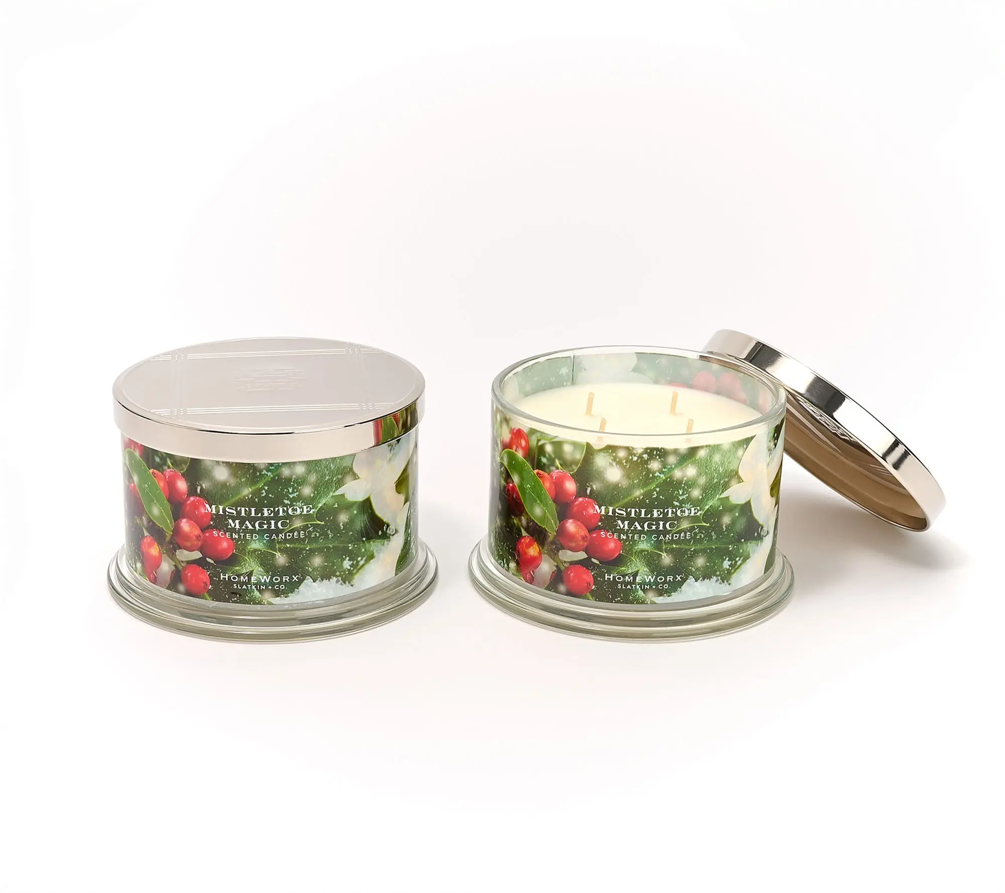 HomeWorx by Slatkin + Co. S/2 18oz Misletoe Magic Candles