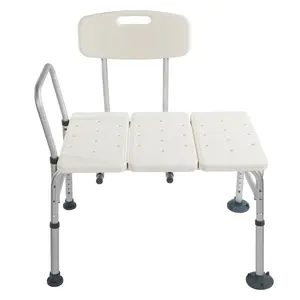 Adjustable Bath Chair, Aluminium Alloy Shower Chair with Backrest, Transfer Bench for Bathroom Safety, Anti-Skid Elderly Bath Seat, Lightweight Durable