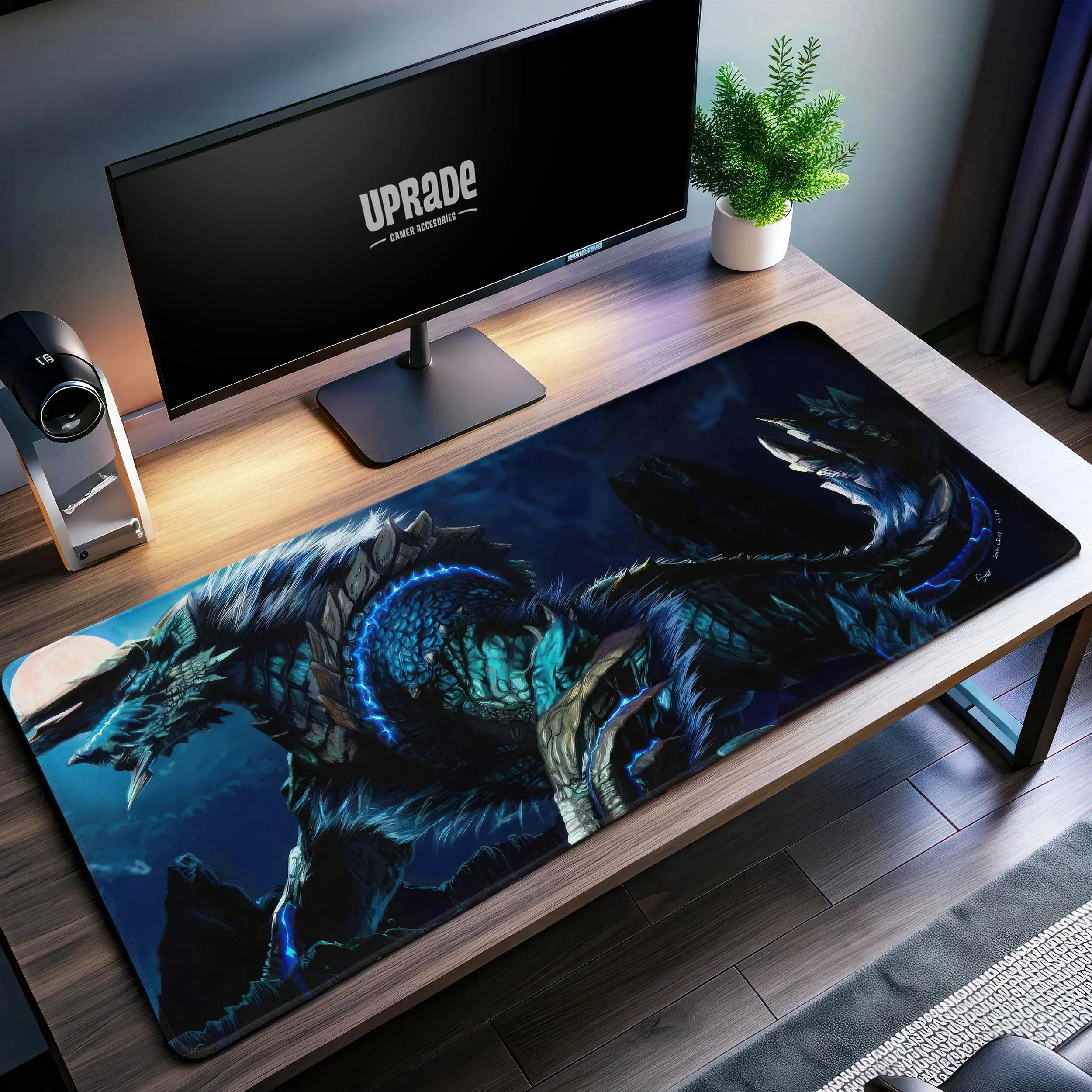Zinogre Monster Hunter Desk Mat - Epic Video Game Artwork Mouse Pad for Ultimate Gaming Setup, Extra Desk Mat