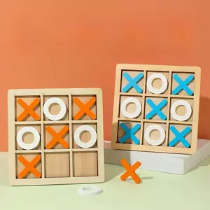 Wooden Tic Tac Toe Game, 1 Set Creative Board Game, Classic Family Interactive Puzzle Toy, Educational Logic & Strategy Development Toy, Tabletop Games