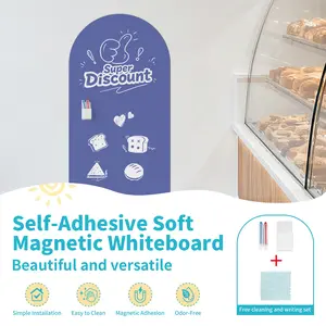 Blue-purple paintable magnetic arched decal contact paper, 40cm80cm/50cm90cm, peel and stick wall self-adhesive magnetic wall panel stickers, suitable for home, school, restaurant, café, office, peel and stick magnetic contact paper rolls