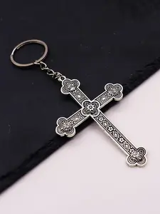 Vintage Cross Design Keychain, Fashionable Metal Keychain for Men & Women, Trendy All-match Keychain for Birthday Gift