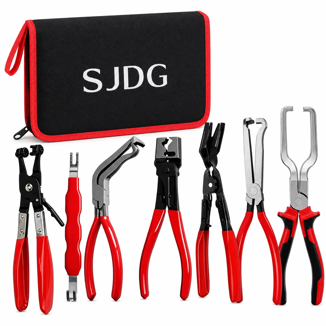 7 PCS Hose Clamp Pliers Set – Spring Band, Swivel, Angled, Slim, Wide-Jaw, Automotive Radiator, Heater, Fuel, Vacuum Hose Removal Tools Kit with Carrying Case for Garage & DIY