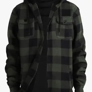 Jackets & Coats Menswear Plaid Jacket with Front Pocket and Zipper Closure - Tops