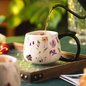 Pastoral Style Ceramic Coffee Travel Mug Milk Tea Water Cup Espresso Cups Home Breakfast Mugs French Tableware