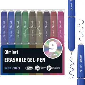 Erasable Gel Pens 9-Pack, Fine Point 0.6mm Twist Retractable with Cute Egg Shape, Matte Texture for Cozy Grip, Solid Ink Pens for Drawing, Doodle, Journaling, Writing & Planning, Writing Stationery