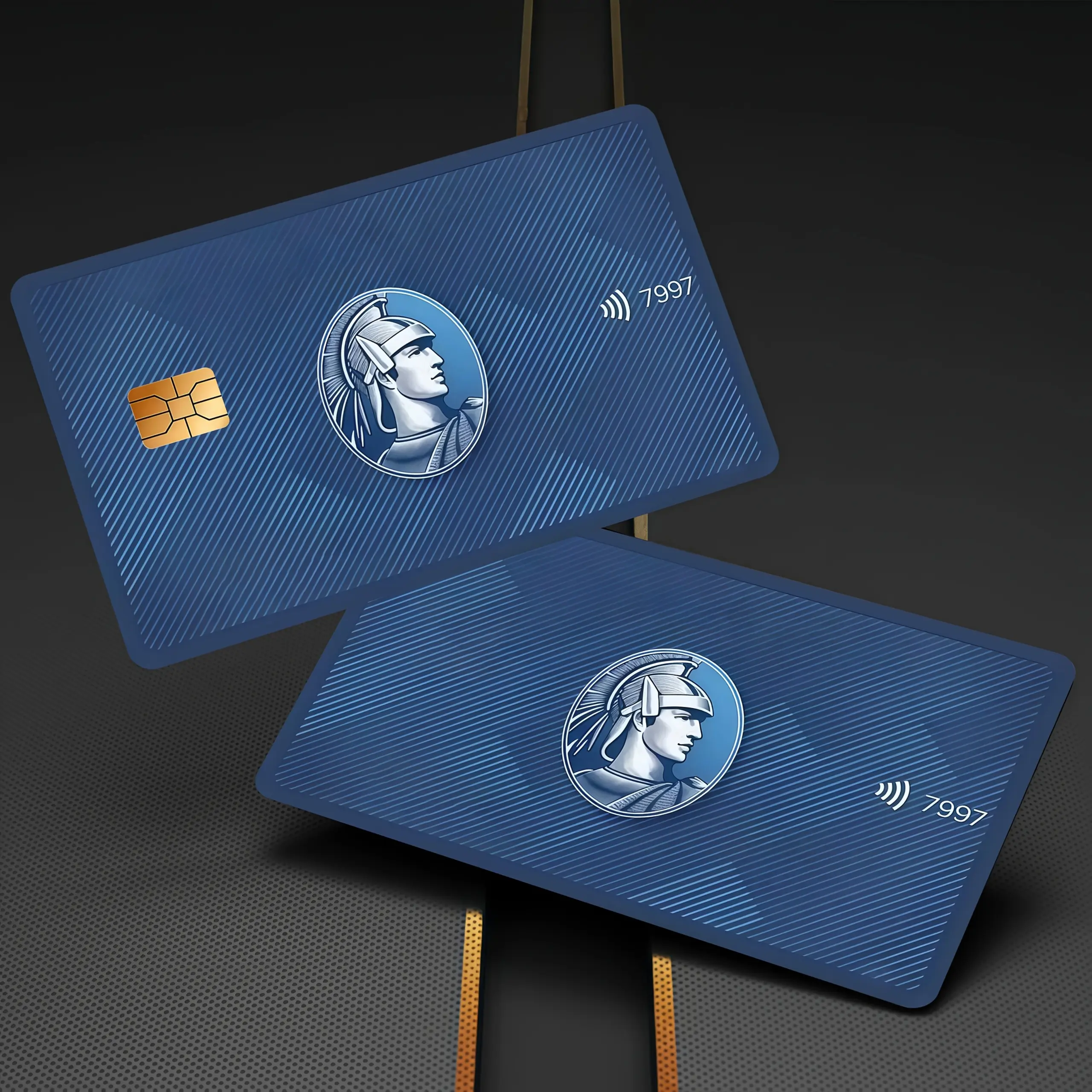 2pcs Blue High-end Centurion Pattern Bank Card Sticker Set, Durable Material Privacy Sticker, Suitable for Credit Cards, Transportation Cards, Debit Cards, Etc., Scratch-resistant and Removable Self-adhesive Decorative Card Stickers, Built-in Tape