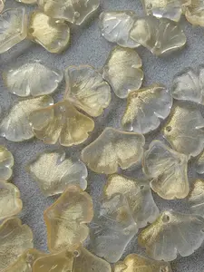 20pcs Ginkgo Leaf Glass Pendants, DIY Jewelry Charms, Transparent Beads, Ideal for Necklaces, Bracelets, Earrings, DIY Jewelry Making