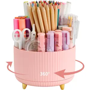 Pen Holder For Desk With 5 Slots 360?Rotating Pencil Holder Makeup Organiezr Teacher Supplies Office decor ()
