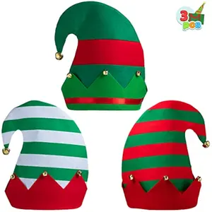 3 PCS Unisex Christmas Elf Hats for Christmas, Xmas Hats for Kids Adults, Funny for Xmas Party Gifts