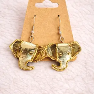 Lucky Elephant Mixed Metal Earrings - Gold Color, Unique Design, Perfect for Everyday Wear