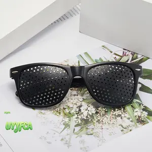 Black Frame Pinhole Training Glasses, Perforated Focus Eyewear for Visual Comfort and Eye Fatigue Relief, Non-Prescription Glasses for Screen Time, Daily Use and Outdoor Activities