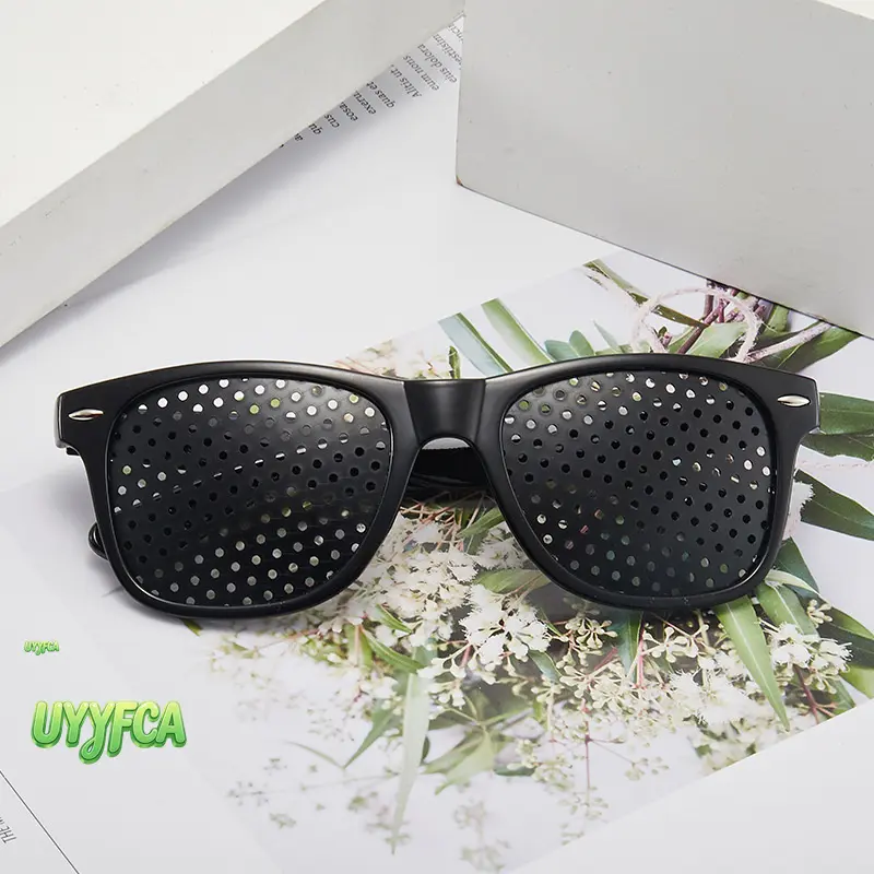 Black Frame Pinhole Training Glasses, Perforated Focus Eyewear for Visual Comfort and Eye Fatigue Relief, Non-Prescription Glasses for Screen Time, Daily Use and Outdoor Activities beach outfits summervibes,summerwins summerwins