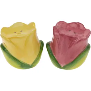Salt & Pepper Shakers Ceramic Shaker Set for Kitchen Counter and Table, Set of 2, Tulipfield