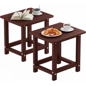 YEFU Outdoor Side Table for Patio: 16" HIPS Weather - Resistant Adirondack Tables Set of 2 - Small Square End Table for Backyard Living Room Bedroom - Indoor Outdoor Durable Table Coffee