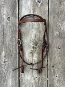 Oiled Harness Browband Headstall With Black Jack Buckle