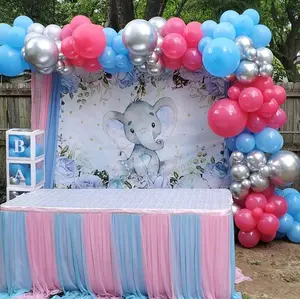 Avezano Elephant Baby Shower Backdrop, Gender Neutral Blue Flower Elephant Photography Background Elephant Theme Baby Shower Birthday Party Photo Shoot Supplies Banners Decor