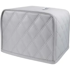 2 Slice Toaster Cover, Cotton Linen Quilted Universal Size Dust Cover for Small Kitchen Toaster Appliances, Protect From Dust and Fingerprint, Gray
