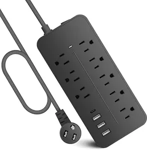 Trending 8 Outlet Power Strip with 4 USB Ports (1 USB C) | Flat Plug Braided Extension Cord | Wall Mount Desk Charging Station for Home Office Intelligent Voice-Activated Metal Lighter adult boy