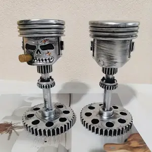 Unique Skull Piston Gear Statue, Resin Motorcycle Engine Design, &, Home Office Outdoor Decor, Motorcycle Decor