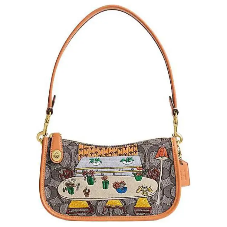 COACH x OBSERVED BY US Swinger 20 Embroidered Logo Crossbody Bag in Oak and Maple Colors for Women