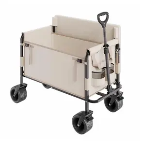 Folding Wagon Cart 550lb Capacity, 220L Collapsible Utility Wagon 550 lbs (Cart & Beach)