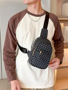 1PC Men's crossbody bag, shoulder bag, zipper closure, fashionable, versatile, simple, suitable for daily commuting, outdoor travel, sports, walking, travel, suitable for students, campus, men's crossbody bag