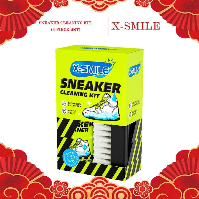 X-SMILE Premium Shoe Care Set (2 sets) — Dry cleaning agent and stain-removal wet wipes, basketball shoe dry cleaning agent, includes a dedicated care & cleaning brush, shoe care set, sneaker side stain removal cleaning kit