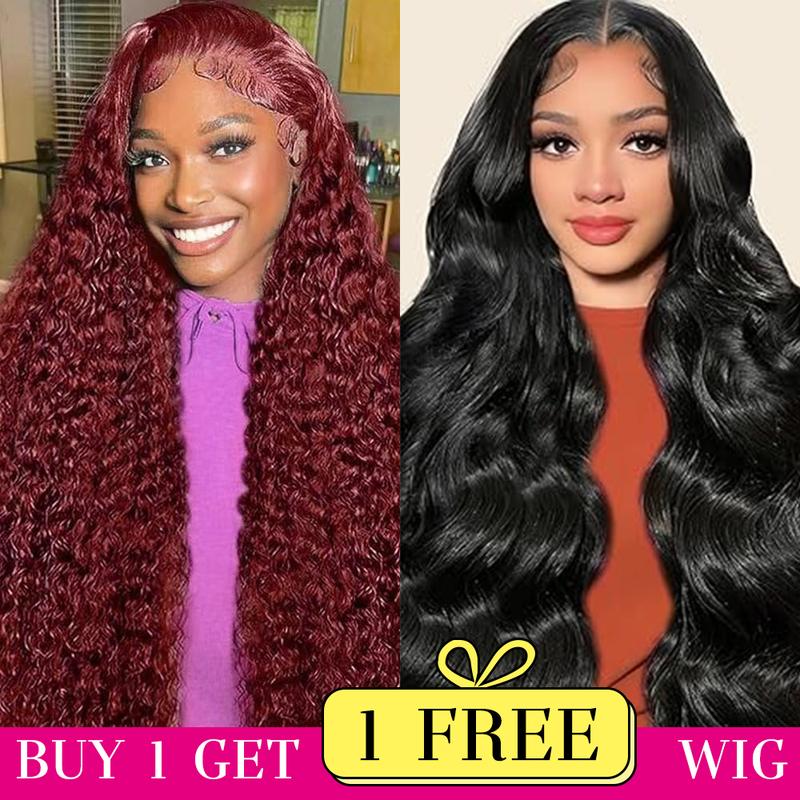 [Combo sale 22"&22"]buy 1 get 2 wig"22 lnch 13x4 Jerry curly 4/27 Hair Lace Front Wigs +13x4 22lnch Body wave Human Hair Hair Pre Plucked HD TransparentLaceFrontalHuman Hair Wigs 180% Density