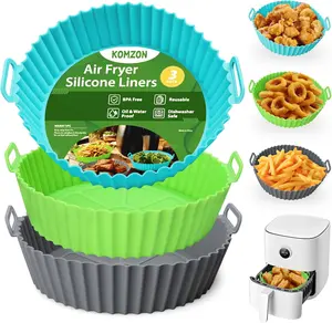 3 Pack Air Fryer Silicone Liners, 8Inch Airfryer Liners