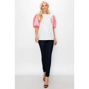 Randi Cotton Top with Chiffon