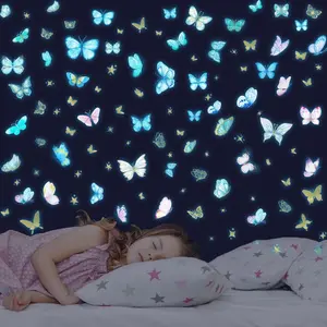 Glow in The Dark Wall  - Luminous Butterfly Stickers, Colorful Removable Self-Adhesive  for Girls Bedroom,   , Living Room Decoration