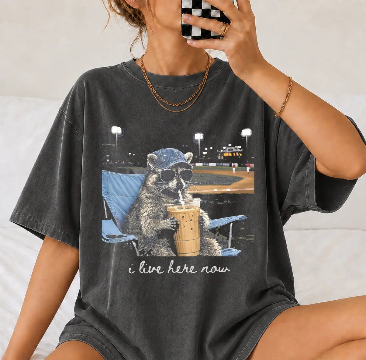 Racoon Funny Ballfield Dark Only Baseball Mama Style Shirt, Baseball Softball Tournament Tee, Softball Ball Mom Gifts