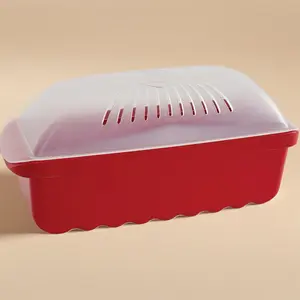 6.4-Cup Microwave Pasta Cooker: Fast, No-Boil Pasta Maker, Easy One-Pot Cooking, Dishwasher Safe, Red