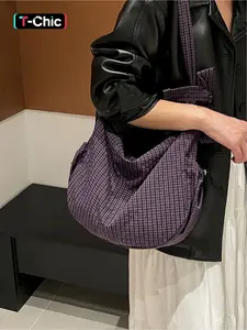 High end Korean lazy style niche solid color simple commuting tote bag for women's casual lightweight large capacity hobo crossbody bag Hobo Shoulder Bag