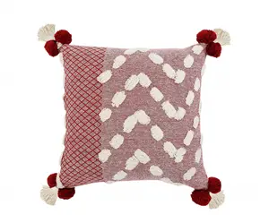 360 Stand 2-Piece 100% Cotton Throw Pillow Set with Removable Soft Cushion Covers, 20x20x4 in, Modern Red Geometric Print, Zipper Closure, 360-Degree Stand Design, for Indoor Use, Removable Cushions, Soft Cushions