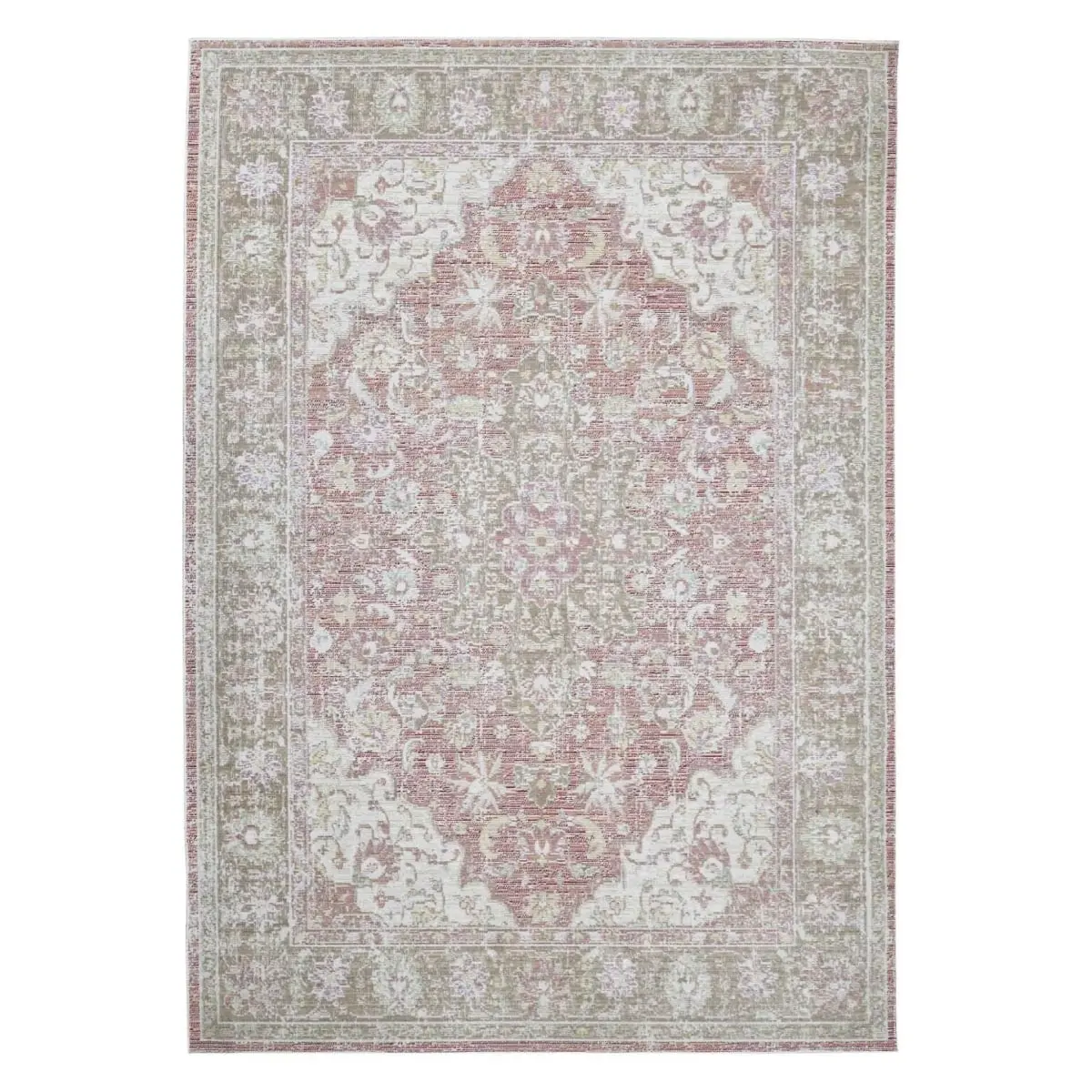 HomeRoots Coral Medallion Power-Loom Rectangular Area Rug, 8x10 ft, Home Decor Rugs, Rectangular Area Rugs