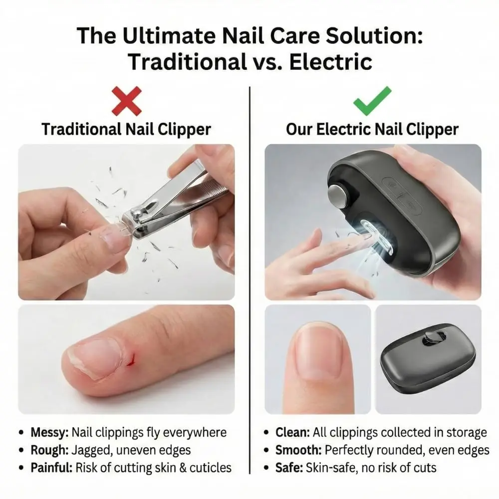 Electric Nail Clipper, 2026 Upgraded Automatic Electric Nail Trimmer, Nail Polisher with LED Light, Magnetic Cover, Nail Scraps Storage, USB Rechargeable, Safety Two-Speed Mode for Seniors, Kids, Adult, Men, Caregivers, Sincere gift for the whole family