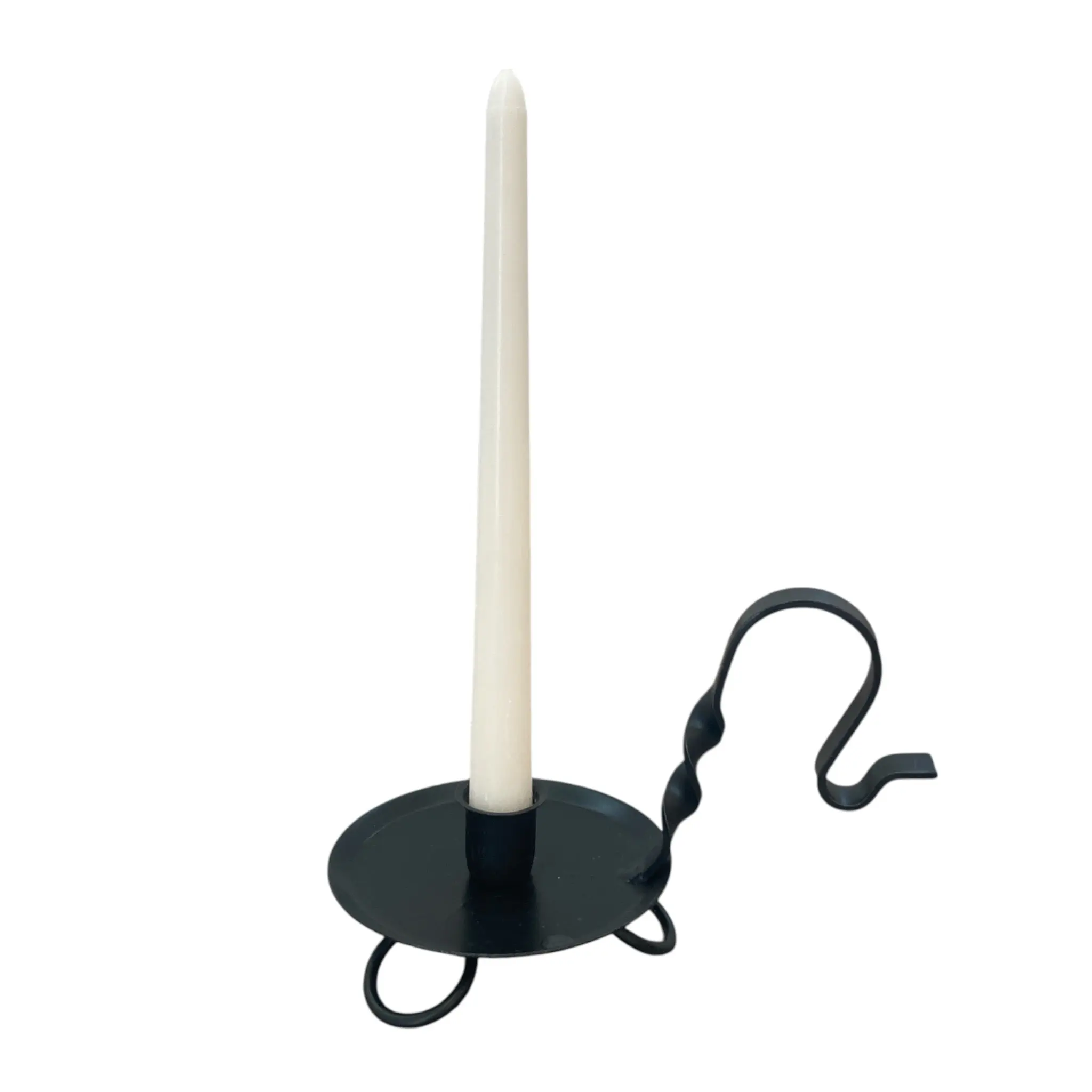 Colonial Primitive Black Wrought Iron Taper Candle Holder – Amish Handmade Rustic Farmhouse Decor