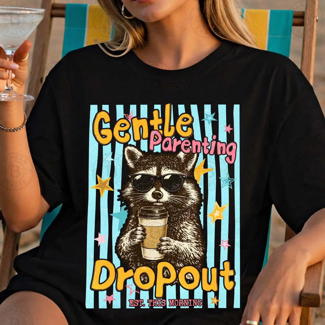 Comfort Colors Funny Gentle Parenting Dropout Raccoon T-Shirt, Mom Humor Meme Tee, Cute Coffee Lover Graphic Shirt, TikTok Gift for Parents, Mothers Day Shirt