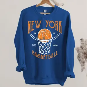 New York Basketball Vintage Est 1946 Unisex Classic Sweatshirt, New York Basketball Team Gameday Hoodie, Basketball Retro Shirt, NYC Shirt 49lnehjrlsvx