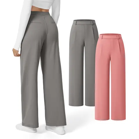 Halara 2-Piece Flex High Waisted Plicated Side Pocket Straight Leg Work Pants Set