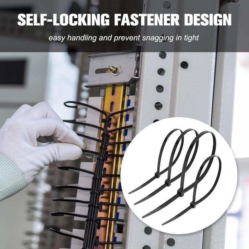 Cable Zip Ties,400 Pack Black Assorted Sizes 12+8+6+4 Inch,Multi-Purpose Self-Locking  Management Plastic Wire Ties for Home,Office,Garden,Workshop