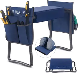 Patented Garden Kneeler and Seat Heavy Duty, Upgraded Garden Bench with Thicker Wider Soft Detachable Kneeling Pad, with 2 Tool Store Pouches, Nice for Mother Father Gardeners
