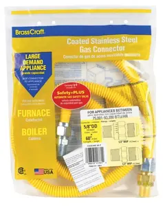 Brasscraft CSSC44R-60P Safety Plus Gas Connector 0.50 in. id x 0.50 in. FIP x 0.50 in. x MIP 60 in.
