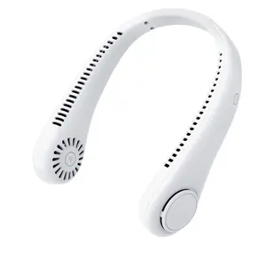 Leafless silicone neck-hanging fan with ultra-long battery life, portable fan for lazy people, USB rechargeable mini fan