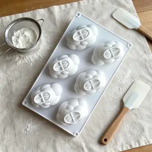1pc cloud-shaped silicone cake mold, 6-cavity soft and cute healing style design, non-stick, easy to demold, suitable for desserts, cakes, chocolate, soft and cute healing style baking tool