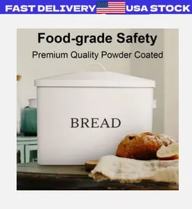 NEW-WHITE-Bread Box Kitchen Countertop Large Stainless Steel